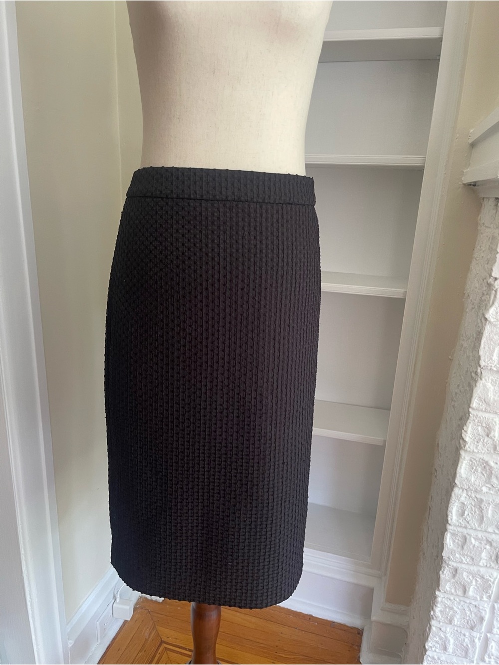 Ann Taylor Black Textured Pencil Skirt